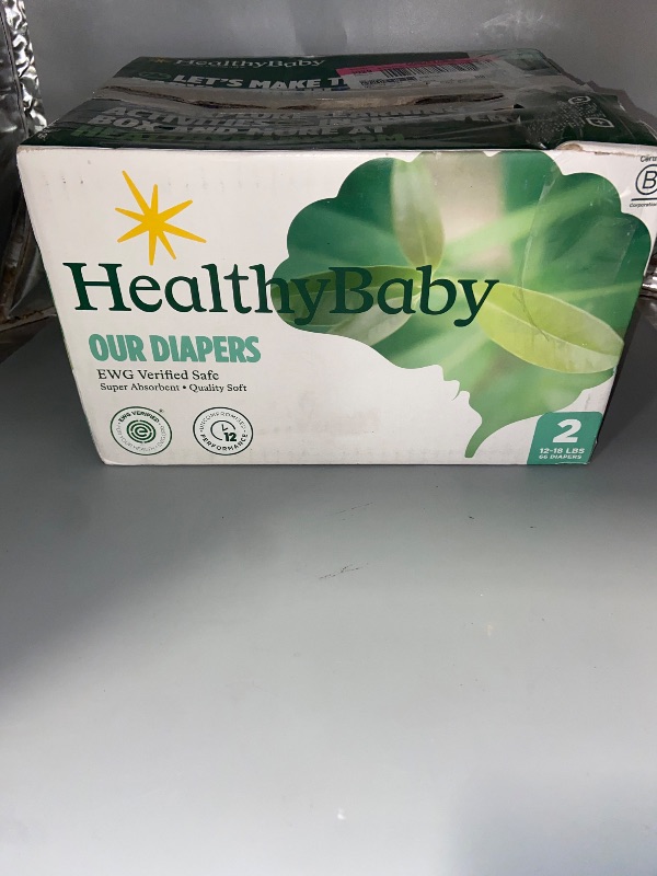 Photo 2 of HealthyBaby Our Diapers | EWG Verified Safe & Plant-Based Diapers | Absorbent for Leak Protection | Soft Organic Cotton Shell | Chlorine-Free Diaper for Sensitive Skin | Size 2 (66 Diapers)