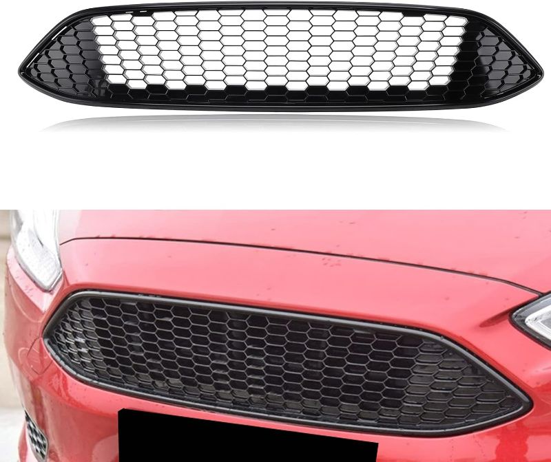 Photo 1 of MotorFansClub Front Grill Bumper Grille Fit for Ford Focus 2015 2016 2017 2018 Glossy Black Upper Grilles