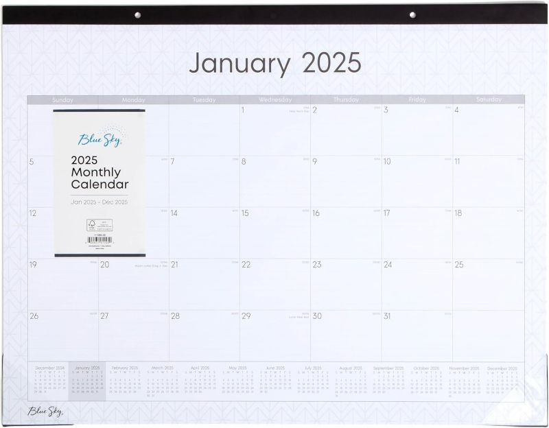 Photo 1 of Blue Sky 2025 Monthly Desk Pad Calendar, January 2025 - December 2025, 22" x 17", Trim Tape Binding, Two-Hole Punched, Ruled Daily Blocks, For Office And Classroom, Enterprise