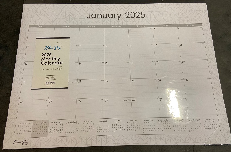 Photo 2 of Blue Sky 2025 Monthly Desk Pad Calendar, January 2025 - December 2025, 22" x 17", Trim Tape Binding, Two-Hole Punched, Ruled Daily Blocks, For Office And Classroom, Enterprise