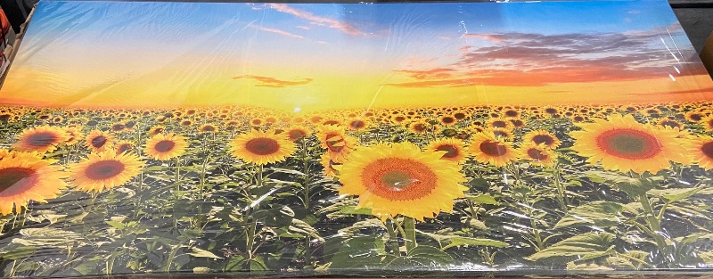 Photo 2 of ZhongxingWL-001A50 Wall Art Canvas Painting Beautiful sunset over sunflower field 1 Piece yellow sunflower canvas Picture Poster Print Framed Ready to Hang for Living Room Bedroom Office