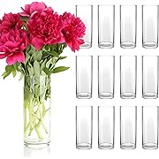 Photo 1 of 12 Pack Clear Glass Vases for Centerpieces 10"x4", Flower Vase for Wedding Table Decoration, Hurricane Glass Candle Holders, Centerpiece Holders for Flower Wedding Decor