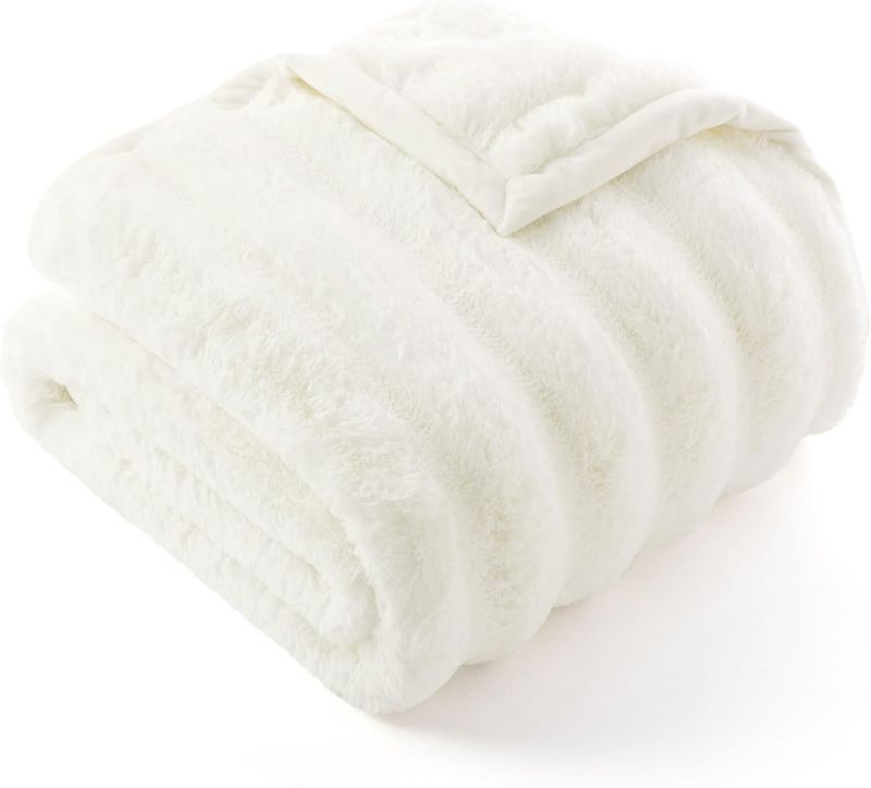 Photo 1 of Bedsure Faux Fur Blanket - Soft & Fluffy, Fuzzy, Cozy, Plush Throw Blanket for Couch, Sofa and Bed, Thick and Warm, Christmas Decor Gifts for Women, White, 50x70 inches