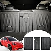 Photo 1 of Rear Seat Back Cover Backrest Protector for Tesla Model Y Accessories 2020 2021 2022 2023 2024 with Hook&Loop All Weather Split Dog Liner Pet Mat Cargo Trunk Liner 3 PCS