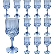 Photo 1 of Blue Plastic Wine Glasses?Blue Plastic Goblets for Parties?Blue Drinking Glasses for Wedding Reception, Grand Event Party Supplies (12, Blue)