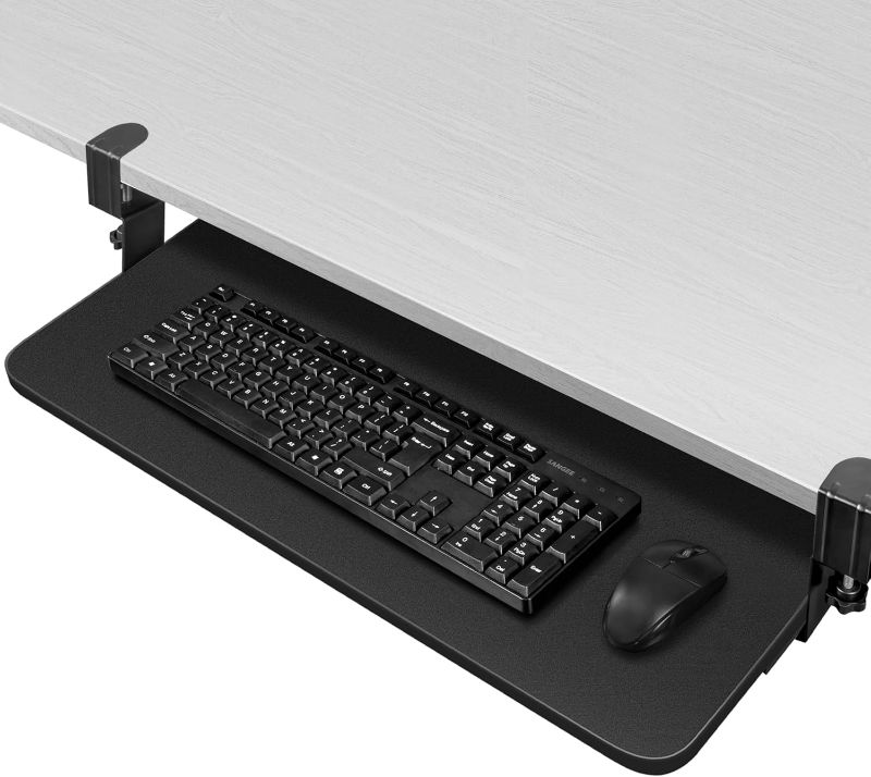 Photo 1 of Keyboard Tray Under Desk Slide, Keyboard Stand for Desktop Pull Out with Extra Sturdy C Clamp Mount System,Office Desk Accessories,Desk Extender(30 x 11 Inch),Computer Keyboard & Mouse Stand