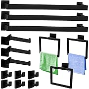 Photo 1 of 15 Pcs Matte Black Bathroom Hardware Set, 23.3 Inch Bath Towel Bar Set,Towel Rack Square Towel Bar Set, SUS304 Stainless Steel Towel Racks for Bathroom Wall Mounted, Heavy Duty Towel Holder Set