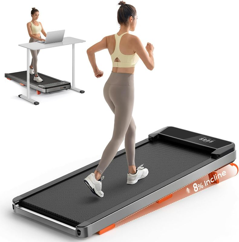 Photo 1 of Walking Pad,Treadmill with Incline for Home Office, 2.5HP Portable Under Desk Treadmill with 265 Lbs Capacity,Remote Control, Led Display