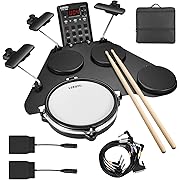 Photo 1 of LEKATO Electronic Drum Set, Portable Electric Drum Set for Beginner with Quiet Mesh Snare Drum Pads, 220+ Sounds, USB MIDI, 2 Switch Pedal, Electric Drum Kit with Sticks, Travel Bag