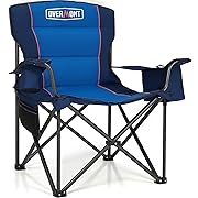 Photo 1 of Overmont Oversized Folding Camping Chair - 450lbs Support with Padded Cushion Cooler Pockets - Heavy Duty Collapsible Chairs for Sports Garden Beach Fishing Black