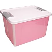 Photo 1 of 56 Quart Ultra Latch Box Large Storage Bins Waterproof Utility Tote Organizing Container Box with Buckle Lid Collapsible Clear Plastic Storage Box for Clothes and Bedding Pink