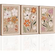 Photo 1 of IARTTOP Large Abstract Floral Canvas Wall Art 24"×36“ Colorful Flower Market Wall Decor Framed Matisse Wall Art Boho Beige Botanical Art Prints for Living Room Bedroom Office Set of 3