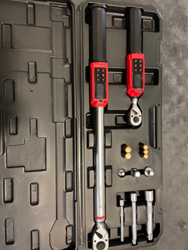 Photo 1 of 3/8" & 1/2" Digital Torque Wrench Set, (0.66-44.3 Ft.lb/0.9-60 Nm) & (3.8-250.8 Ft.lb/5.1-340 Nm), 8Pcs Electronic Torque Wrench Set with Vibration Handle, ±1% Accuracy for Bike, Moto, Car
