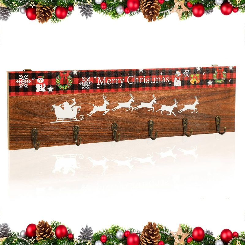 Photo 1 of Christmas Stocking Holders Stand for Mantle,Xmas Wooden Sign Stocking Holder for Mantle,Wall Mounted Stocking Hanger for Christmas Decoration
