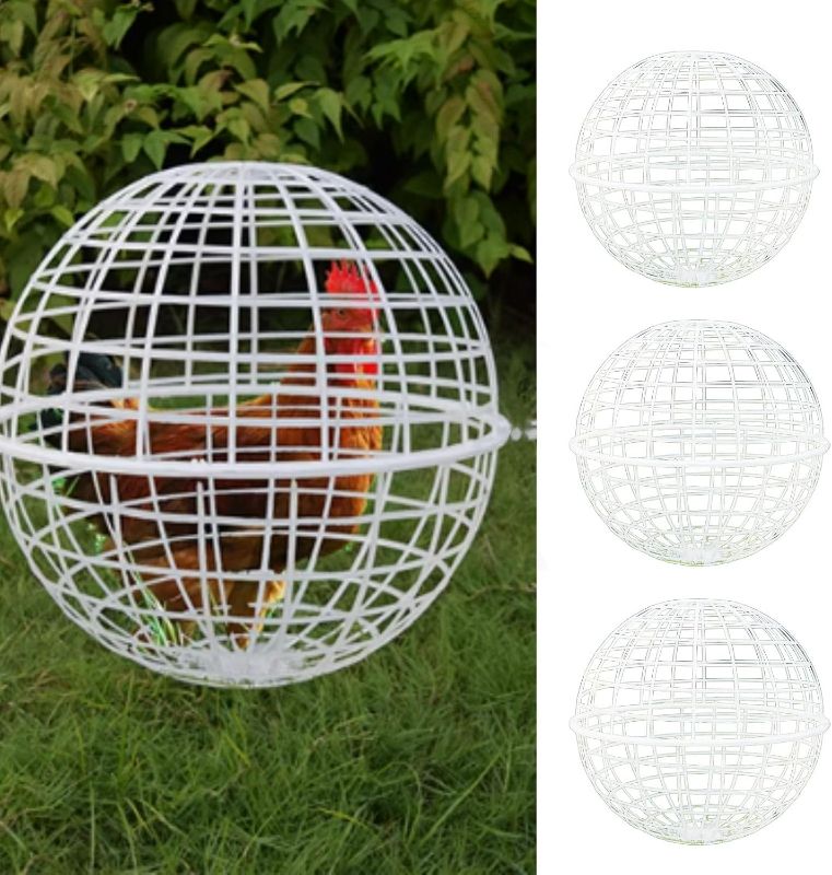 MANON ROSA Chicken Ball Cage Rolling Orb Mobile Poultry Enclosure Round ...