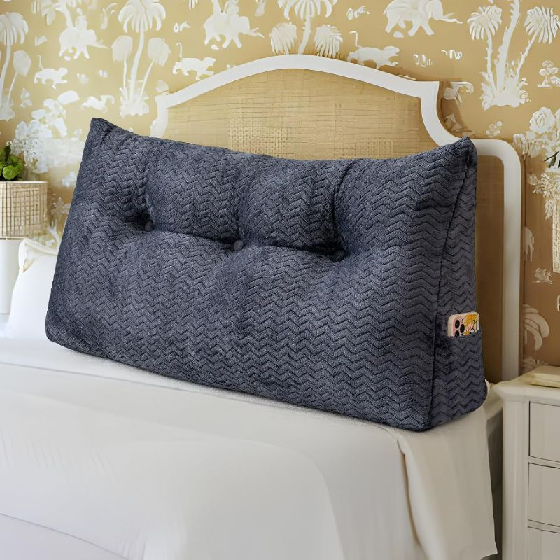 Photo 1 of Headboard Wedge Pillow Large Headboard Pillow Wedge Pillow Headboard Soft and Supportive Bed Rest Reading Pillows for Sitting in Bed with Removable Cover
