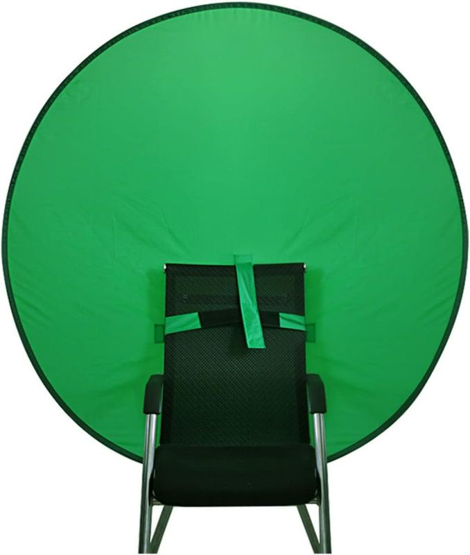 Photo 1 of 1 PC Green Screen Background, Nylon Background Screen Portable Foldable Backdrop for Live Streaming, Chair Photo Studio Solid (Green, 75cm?only Screen,NO Stand)
