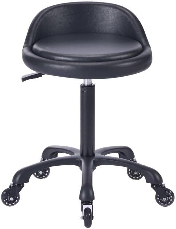 Photo 1 of Rolling Salon Stool Chair with Back Support Hydaulic Height Adjustable on Swivel Wheels Heavy Duty for Hair Cutting Esthetician Tatto Beauty Spa Bar Lab Clinic Kitchen Office Home (Black)
