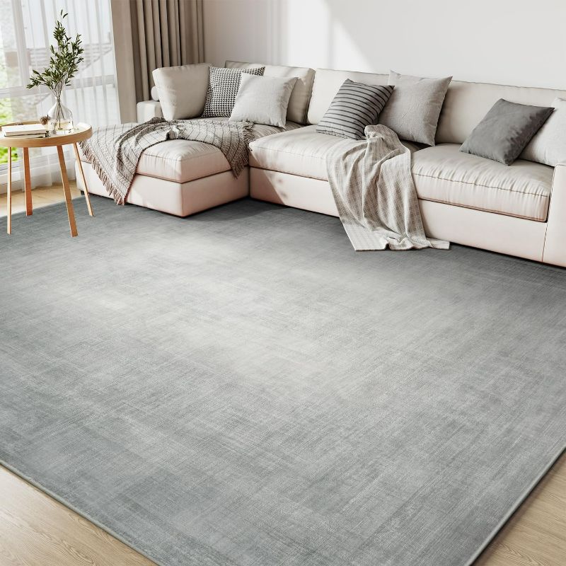 Photo 1 of 8x10 Area Rugs for Living Room, Machine Washable Non Slip Area Rug Modern Abstract Indoor Rug Carpet Ultra Soft Rugs for Bedroom Dining Room Playroom Bedside Office, Ash Grey
