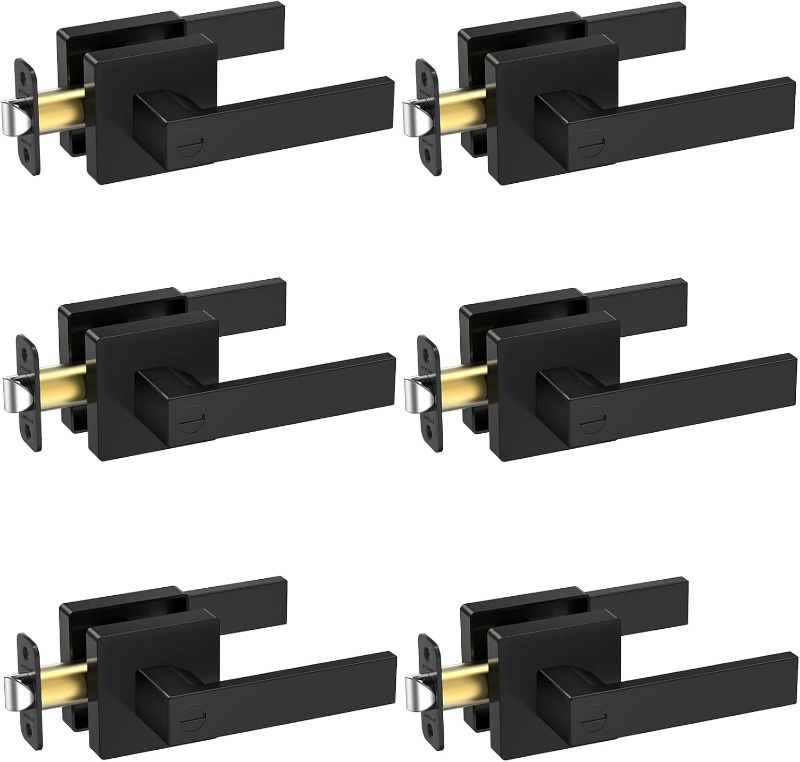 Photo 1 of TICONN Matte Black Door Handle Heavy Duty, Reversible Square Door Lever for Bedroom, Bathroom, Rooms (Privacy, 6 Pack)
