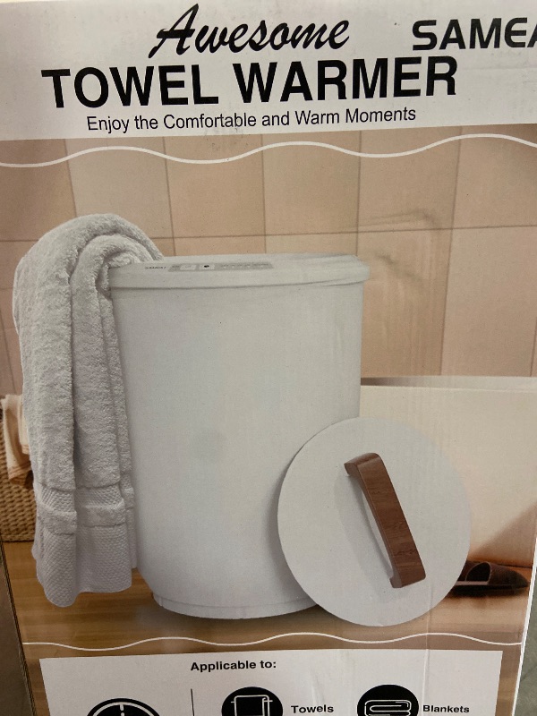 Photo 3 of SAMEAT Heated Towel Warmers for Bathroom - Large Towel Warmer Bucket, Wood Handle, Auto Shut Off, Fits Up to Two 40"X70" Oversized Towels, Best Ideals
