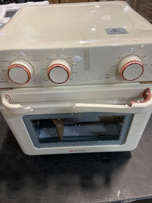 Photo 2 of Hauswirt Air Fryer Toaster Oven Combo K3,19QT Retro Toaster Oven, Air Fryer Oven,Countertop Convection Oven,1250W,150°F - 450°F,Non-Stick, Stainless Steel,Online Recipe Booklet, cream white
