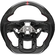 Photo 1 of Real Carbon Fiber Steering Wheel for F150 Raptor 2015-2020, D-shaped Flat-bottom Fits for Raptor with Paddle Shifters, Preforated Leather Grip Hand-Stitched