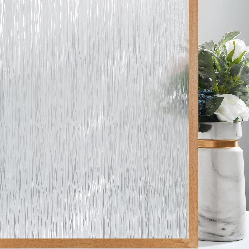 Photo 1 of VELIMAX Frosted Window Privacy Film Non Adhesive Window Cling Removable Glass Covering Clear Water Opaque Window Film for Home Anti UV 35.4x118 inches