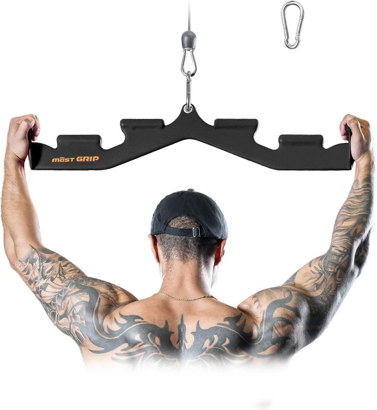 Photo 1 of LAT Pull Down Bar with 6 Ergonomic Handles, Neutral Grip LAT Pulldown Attachments for Whole Back Training, Wide Grip LAT Pulldown Bars for Home Gym Cable