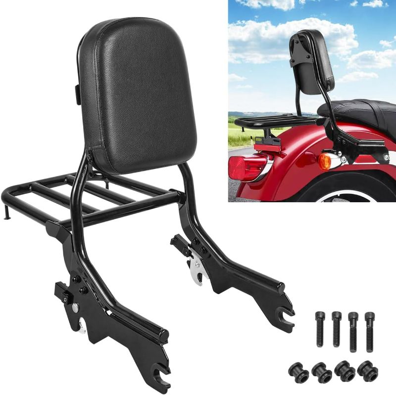 Photo 1 of Upright Backrest Sissy Bar with Luggage Rack & Docking Hardware Kit Compatible with for Harley Softail FLSL FXST Heritage Classic FLHC Deluxe FLDE Street Bob FXBB 2018-2024 Passenger Sissy Bar