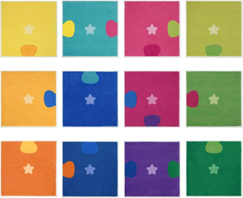 Photo 1 of HiiARug Carpet Squares for Classroom, 18x18 Carpet Spots Flexible Seating for Classroom Elementary, Floor Seats Sit Spots for Classroom Home Preschool Circle Time Group Activity, Set of 12
