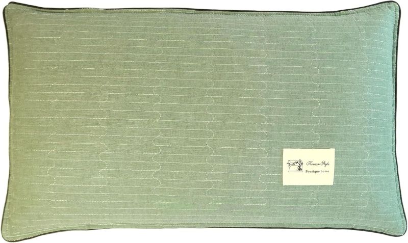 Photo 1 of Buckwheat Pillow for Sleeping-Breathable for Cool Sleep,Cervical Support for Back and Side Sleepers,Korean Style,Standard Size 22"x14"(1pc), Light Green
