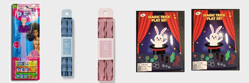 Photo 1 of 5 Mixed Items- 2 Magic Trick Play Set. 1 Wavy Taper Candle, 1 Diamond Taper Candle and 1 Barbie PEZ Dispenser