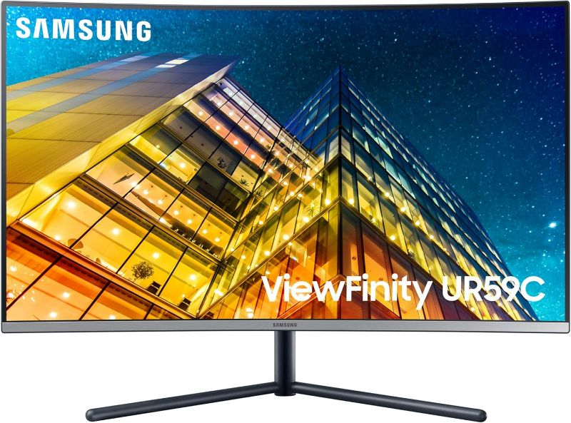 Photo 1 of SAMSUNG 32" UR59 Series ViewFinity 4K UHD (3840x2160) Computer Monitor, Curved, HDMI, Display Port, 3-sided border-less, Eye Saver Mode LU32R590CWNXZA, Black
