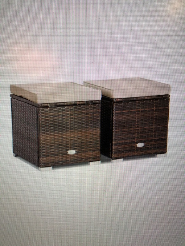 Photo 1 of Costway 2 -Pack Brown Rattan Ottoman