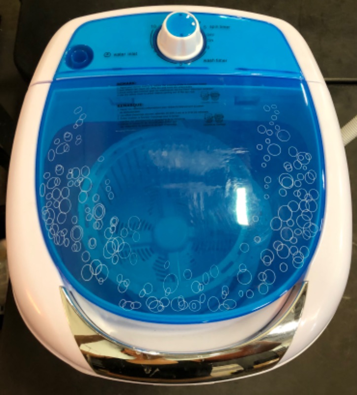 Photo 3 of **Missing Nozzle** Superday Mini Portable Washing Machine, Single Tub Compact Washing Machine with Spin Cycle, 5.7LBS Washing Capacity Small Electric Washer Machine for Home, Apartments, Outdoor, RV, Dormitory, Blue