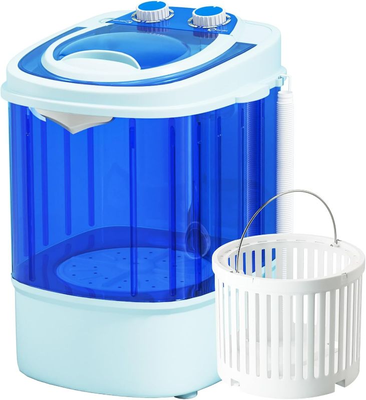 Photo 1 of **Missing Nozzle** Superday Mini Portable Washing Machine, Single Tub Compact Washing Machine with Spin Cycle, 5.7LBS Washing Capacity Small Electric Washer Machine for Home, Apartments, Outdoor, RV, Dormitory, Blue