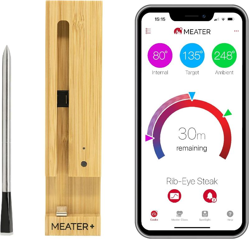 Photo 1 of MEATER Plus: Smart Bluetooth Wireless Meat Thermometer Digital | BBQ, Grill, Oven, Smoker, Air Fryer, Kitchen | Certified Accuracy | 50+ Recipes in Free App