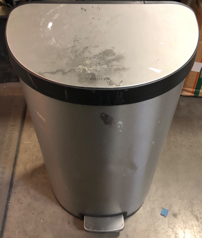 Photo 1 of **USED AND DIRTY** Kohler 45L Stainless Steel Step Trash Can