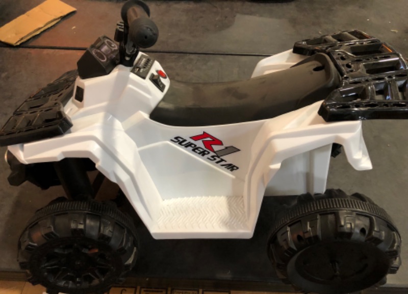 Photo 1 of **Missing a Wheel** Canddidliike 6V Battery Powered Kids Ride On ATV 4 Wheeler Quad , Toddlers Ride On Toy , White 