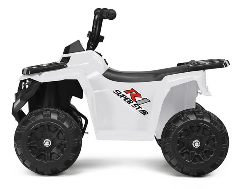 Photo 1 of **Missing a Wheel** Canddidliike 6V Battery Powered Kids Ride On ATV 4 Wheeler Quad , Toddlers Ride On Toy , White 