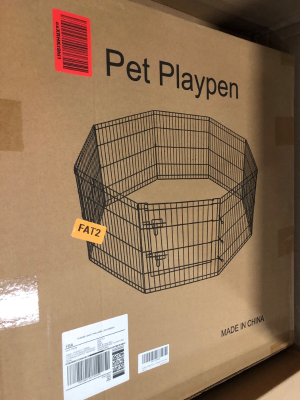 Photo 1 of Artmeer Pet Playpen Puppy Playpen Kennels Dog Fence Exercise Pen Gate Fence Foldable Dog Crate 8 Panels 24 Inch Kennels Pen Playpen Options Ideal for Pet Animals Outdoor Indoor(Black 24''x24'')