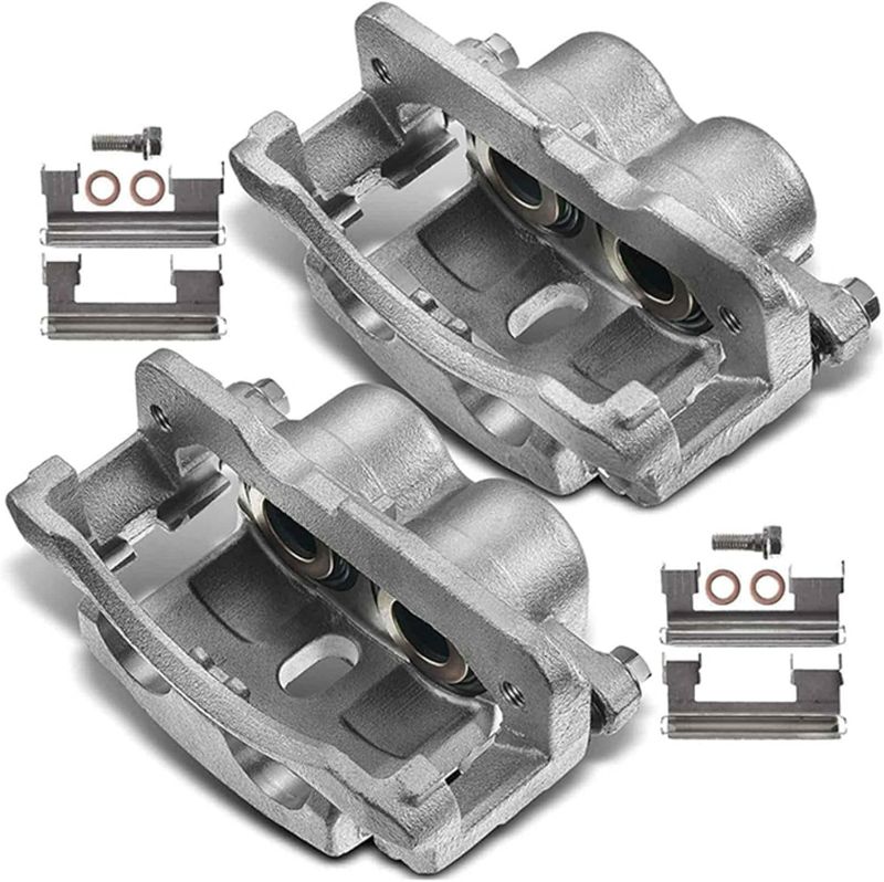 Photo 1 of 2PCS Front Brake Caliper Assembly for GMC Savana 1500 2500 Sierra 1500 2500 for Chevrolet Silverado 1500 2500 3500 for Cadillac 2000-2013 Left and Right with 4 Wheel Disc 18-B4728, 18-B4729