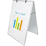 Photo 1 of JILoffice Dry Erase Board, Magnetic White Board 36 X 24 Inch, Double Sided Whiteboard Easel, Silver Aluminum Frame with Two Flipchart Hooks for Office Home and School
