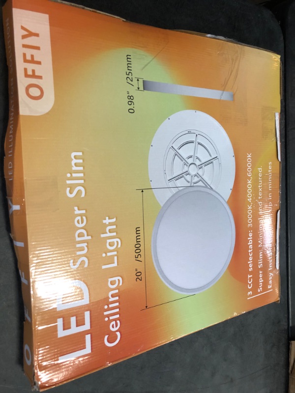 Photo 1 of 20 Inch Large LED Flush Mount Ceiling Light, 40W, 4350LM, 3000K/4000K/6000K CCT Selectable Super Slim LED Ceiling Light, Close to Ceiling Round Flat Panel Light for Living Room, Bedroom,kitchen, Black
