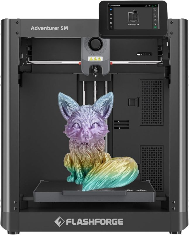 Photo 1 of FLASHFORGE Adventurer 5M 3D Printer,600mm/s Max High-Speed FDM 3D Printers with Fully Auto Leveling, 280°C Direct Extruder with Quick Detachable Nozzle, Effective Cooling, Core XY Structure