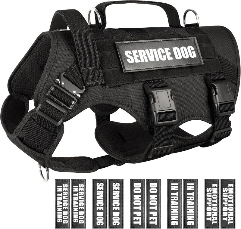 Photo 1 of SEMI USED WINSEE Service Dog Vest Harness for Medium Dog, Tactical Working MOLLE Vest with 10 Pet Patches, No Pull Heavy Duty Harness for Training Hunting Walking