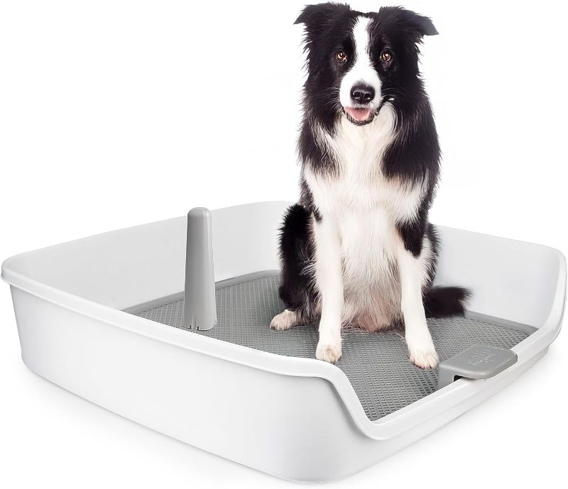 Photo 1 of ALL FOR PAWS Dog Potty Tray Indoor Dog Pee Pad Holder Dog Toilet Puppy Litter Box with Removable Post, Raised Sides, Large Space, Shed Proof & Mess Free,Easy Clean-up, Great for Large Size Dogs