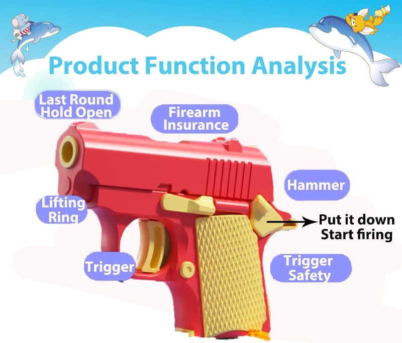 Photo 1 of 2pcs--Yisquar Fidget Gun Toy 3D Printing Fidget Pistol Toys 1911 Glow in Dark Gun Toy Pístol Fidget Toys Fidget Gun Sensory Toys Adults Stress Relief Pistol Toy for Kids and Adults Gift