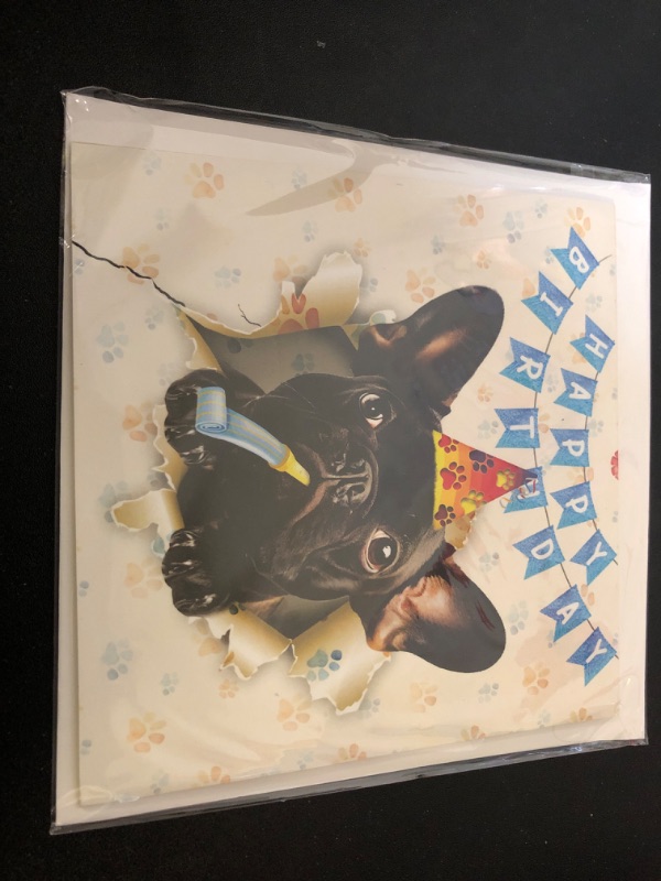 Photo 2 of Black Bulldog Dog 3D Birthday Funny Pop Up Cards, Black Bull Dog 3D Birthday PopUp Cards, Happy Birthday Lovely Cards for Bulldog Lovers